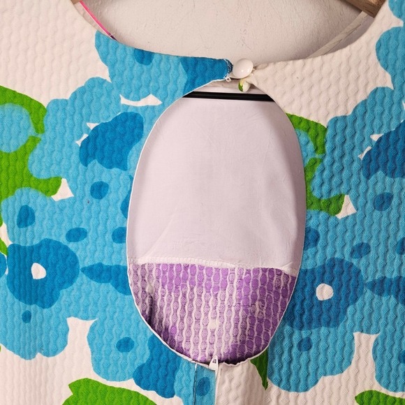 Vintage Floral Maxi Dress 18 10/12 Textured Cotton Pink Blue Purple White - Picture 11 of 15